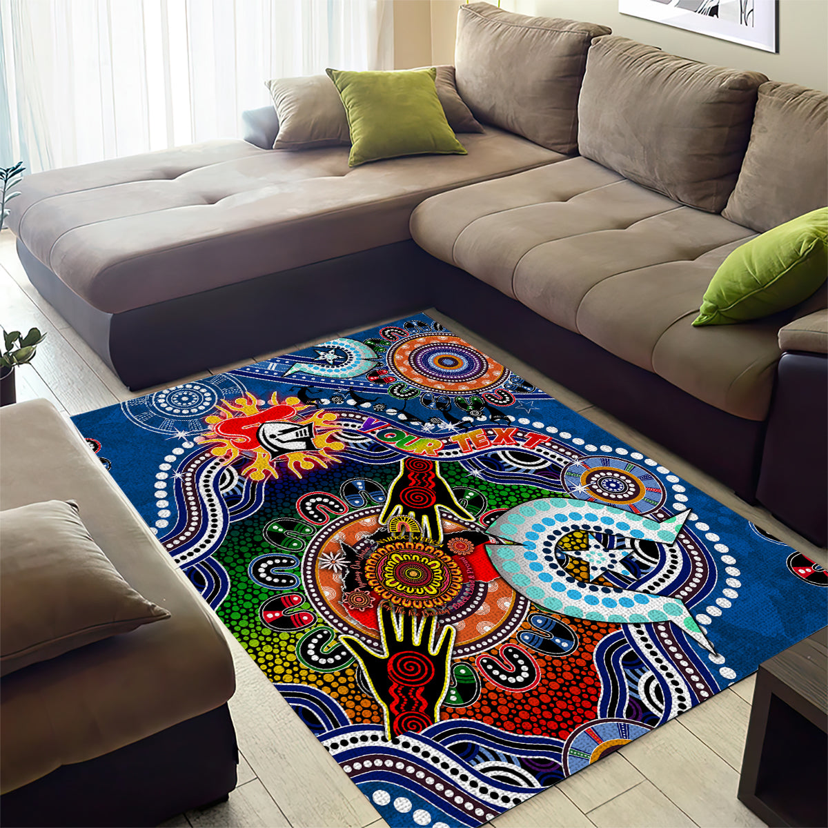 Personalised Knights NAIDOC Week 2024 Area Rug Australia Aboriginal Dot Painting