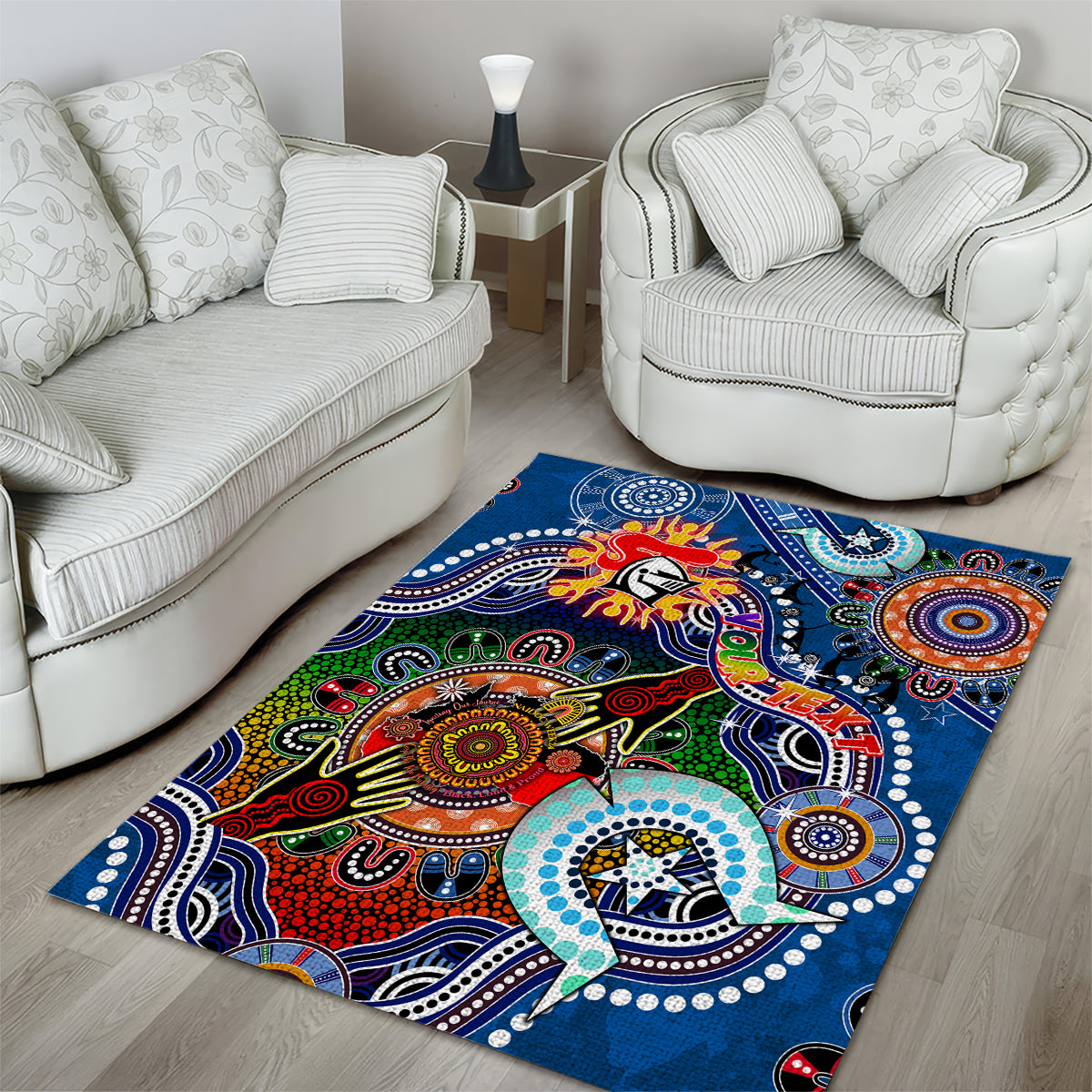 Personalised Knights NAIDOC Week 2024 Area Rug Australia Aboriginal Dot Painting