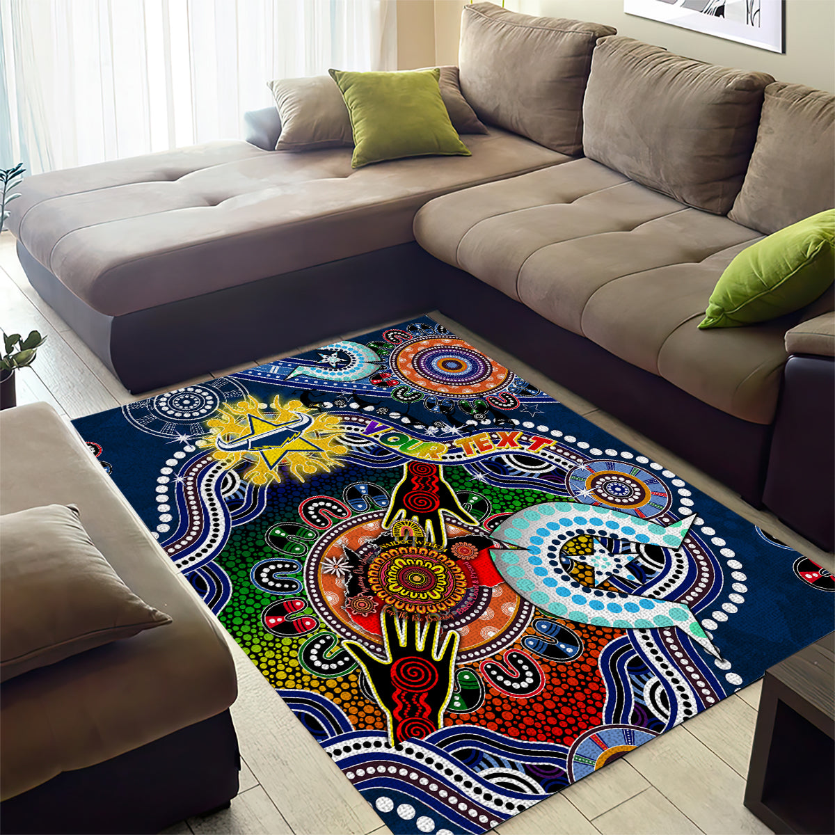 Personalised Cowboys NAIDOC Week 2024 Area Rug Australia Aboriginal Dot Painting