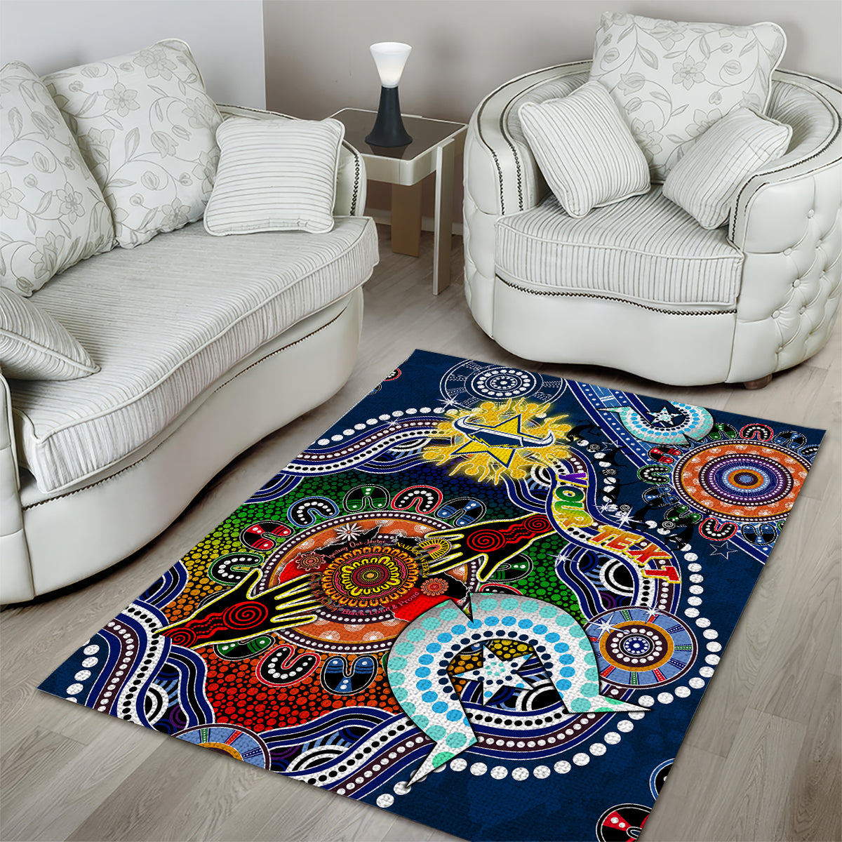 Personalised Cowboys NAIDOC Week 2024 Area Rug Australia Aboriginal Dot Painting