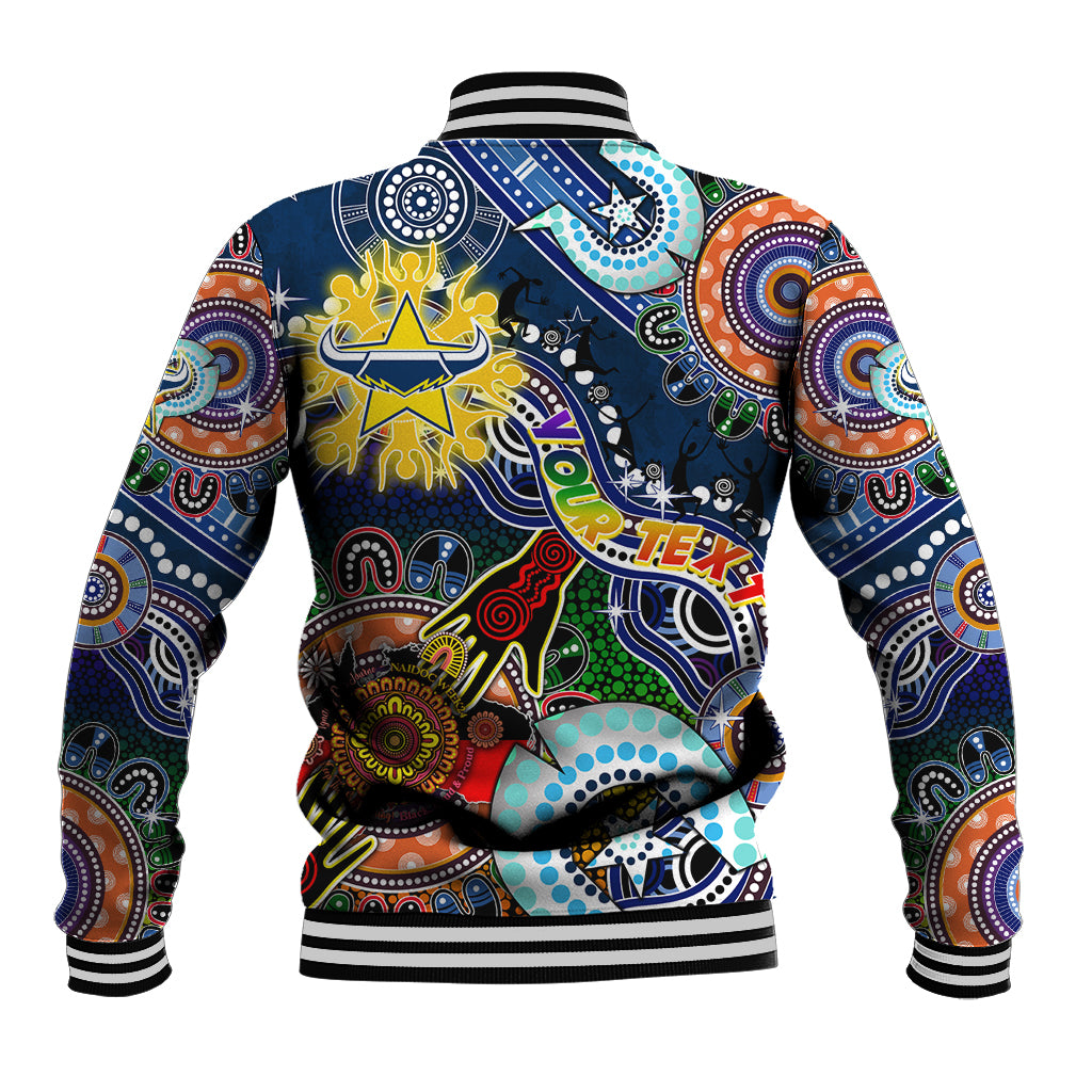 Personalised Cowboys NAIDOC Week 2024 Baseball Jacket Australia Aboriginal Dot Painting