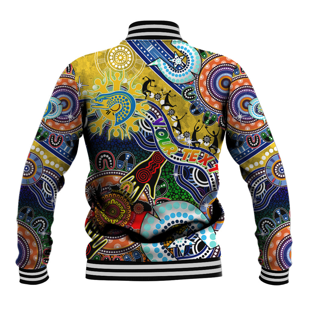 Personalised Eels NAIDOC Week 2024 Baseball Jacket Australia Aboriginal Dot Painting