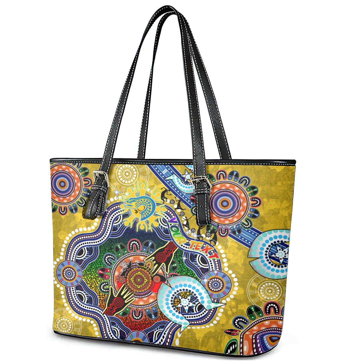 Personalised Eels NAIDOC Week 2024 Leather Tote Bag Australia Aboriginal Dot Painting