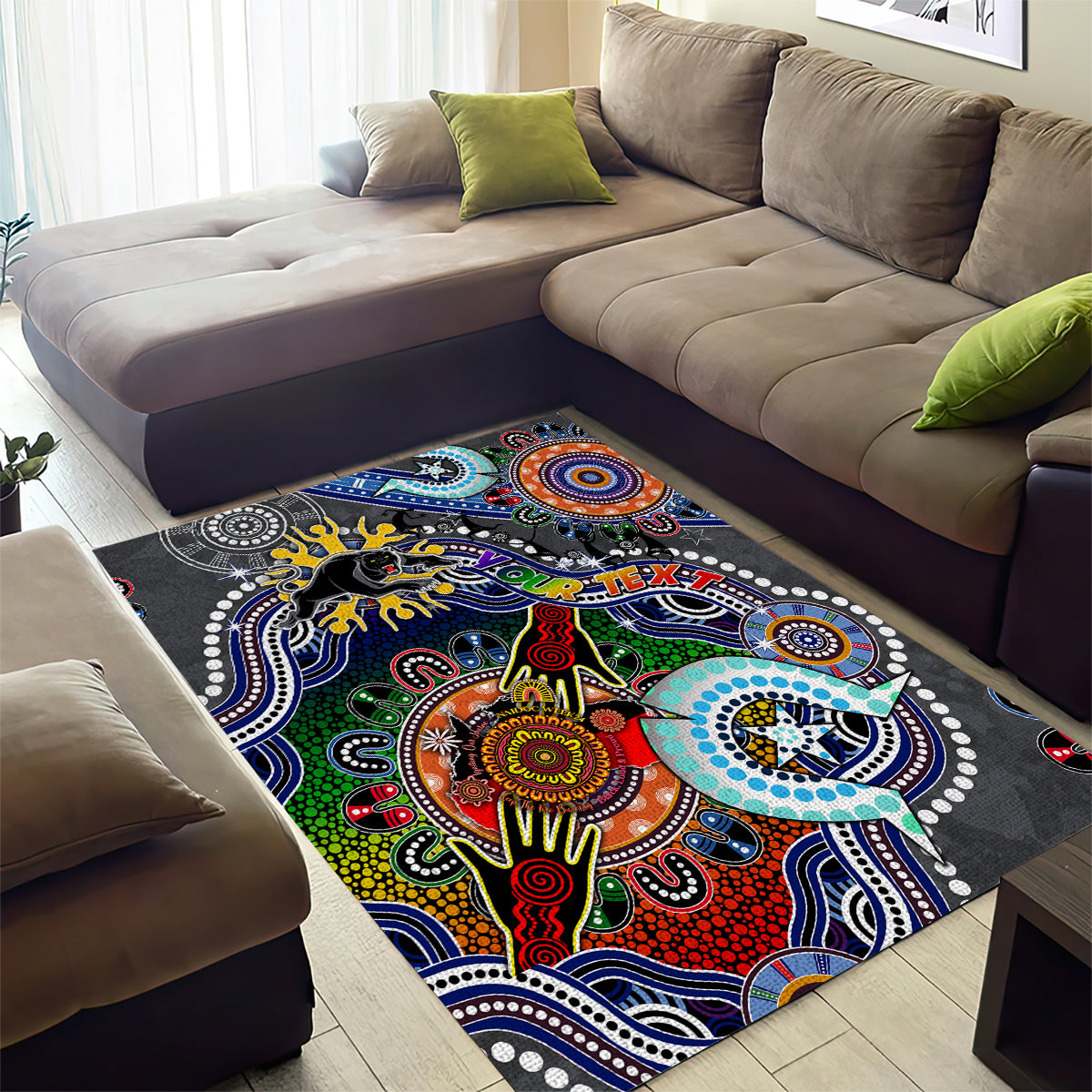 Personalised Panthers NAIDOC Week 2024 Area Rug Australia Aboriginal Dot Painting