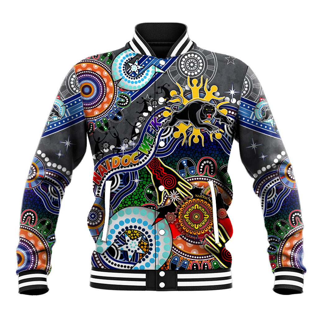 Personalised Panthers NAIDOC Week 2024 Baseball Jacket Australia Aboriginal Dot Painting