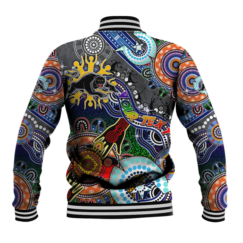 Personalised Panthers NAIDOC Week 2024 Baseball Jacket Australia Aboriginal Dot Painting