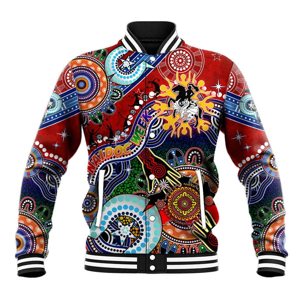 Personalised Dragons NAIDOC Week 2024 Baseball Jacket Australia Aboriginal Dot Painting