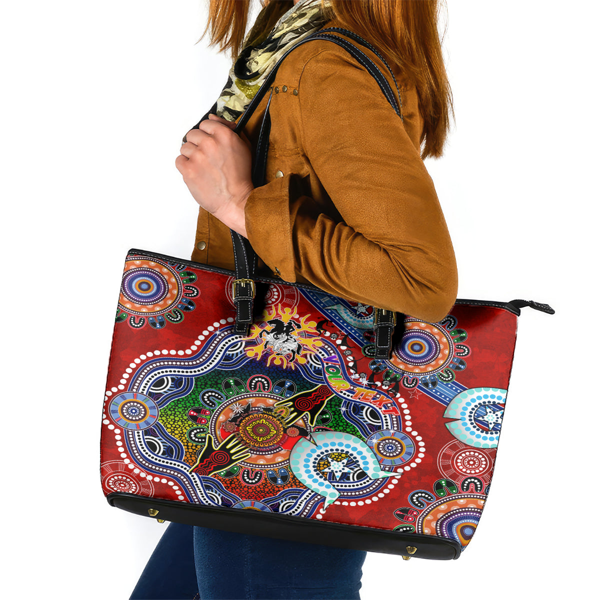 Personalised Dragons NAIDOC Week 2024 Leather Tote Bag Australia Aboriginal Dot Painting