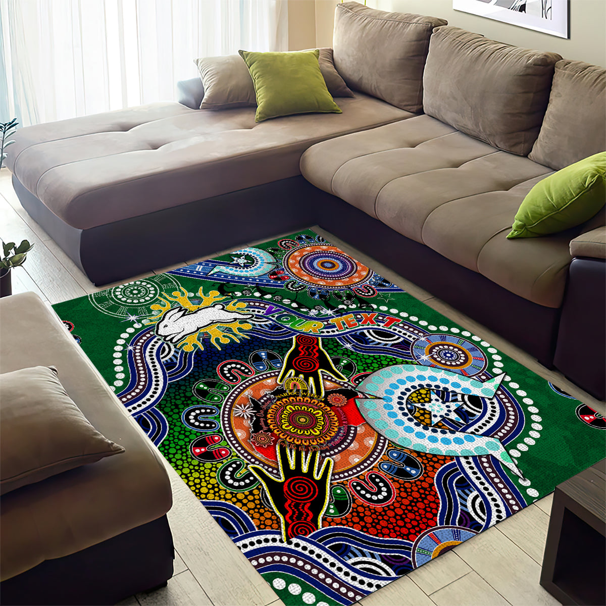 Personalised Rabbitohs NAIDOC Week 2024 Area Rug Australia Aboriginal Dot Painting