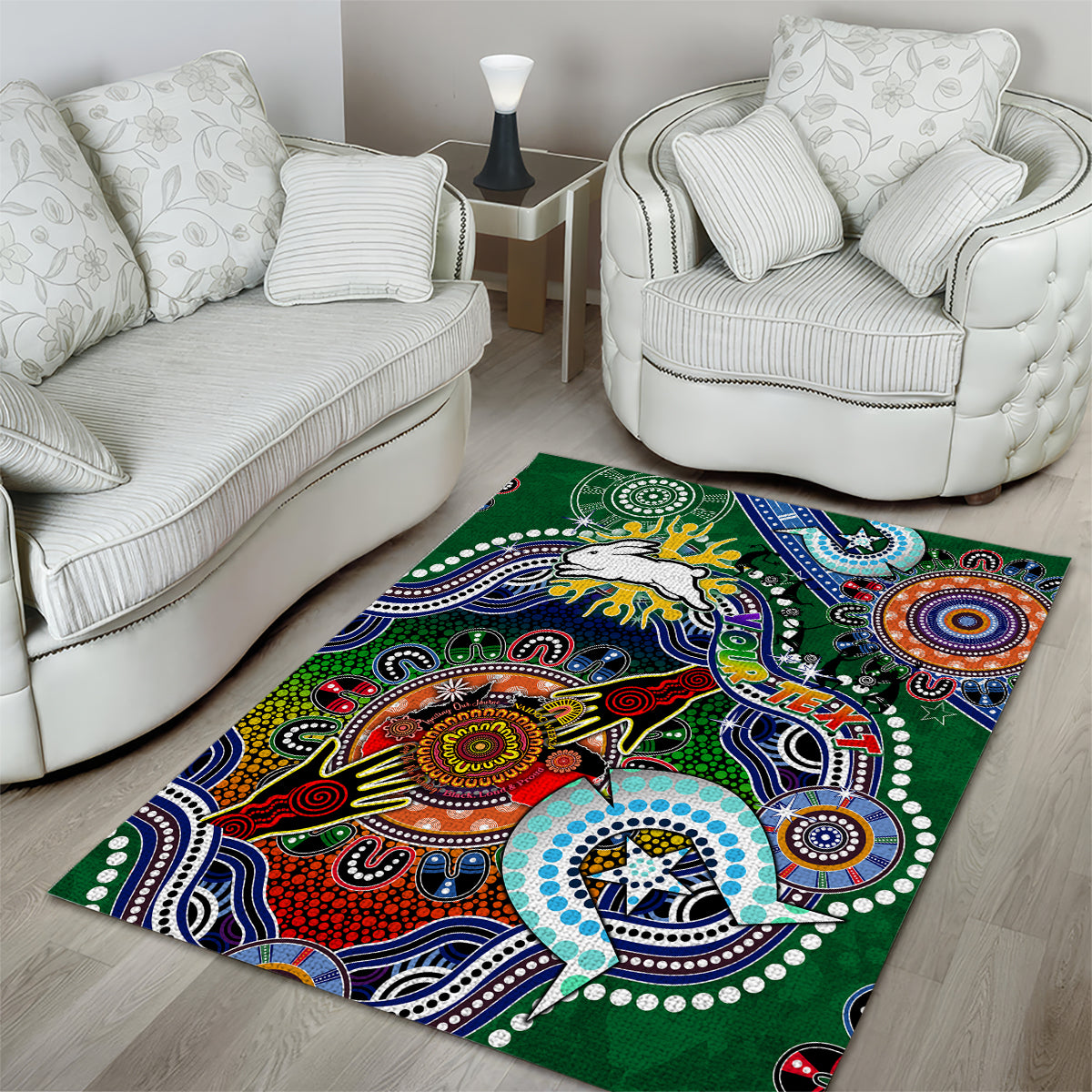 Personalised Rabbitohs NAIDOC Week 2024 Area Rug Australia Aboriginal Dot Painting