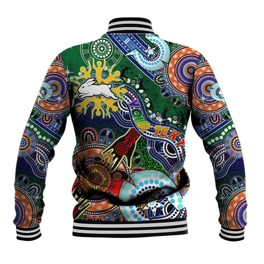 Personalised Rabbitohs NAIDOC Week 2024 Baseball Jacket Australia Aboriginal Dot Painting