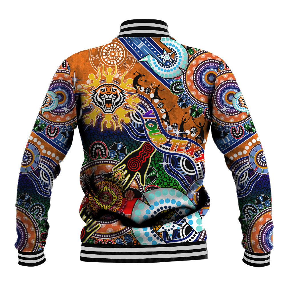 Personalised Tigers NAIDOC Week 2024 Baseball Jacket Australia Aboriginal Dot Painting