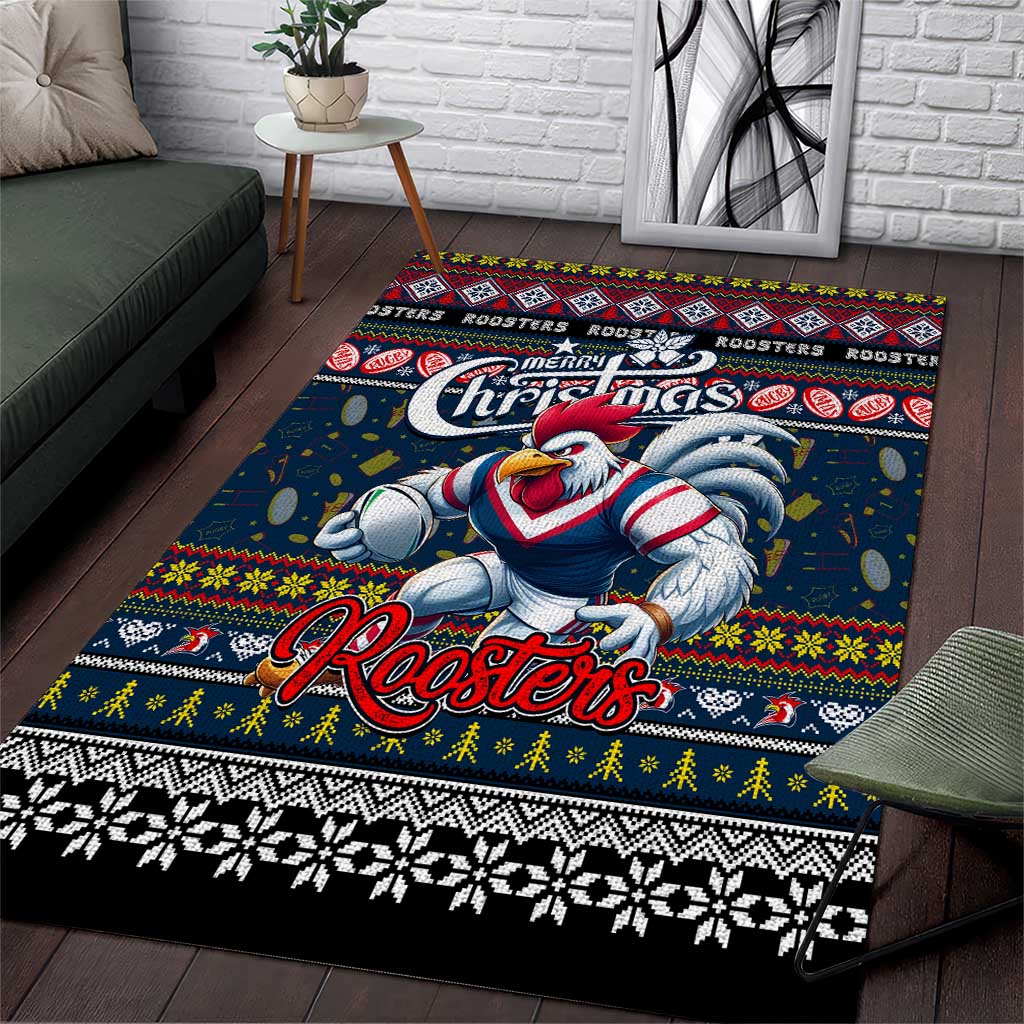 Roosters Rugby Xmas Area Rug Australia NRL Mascot