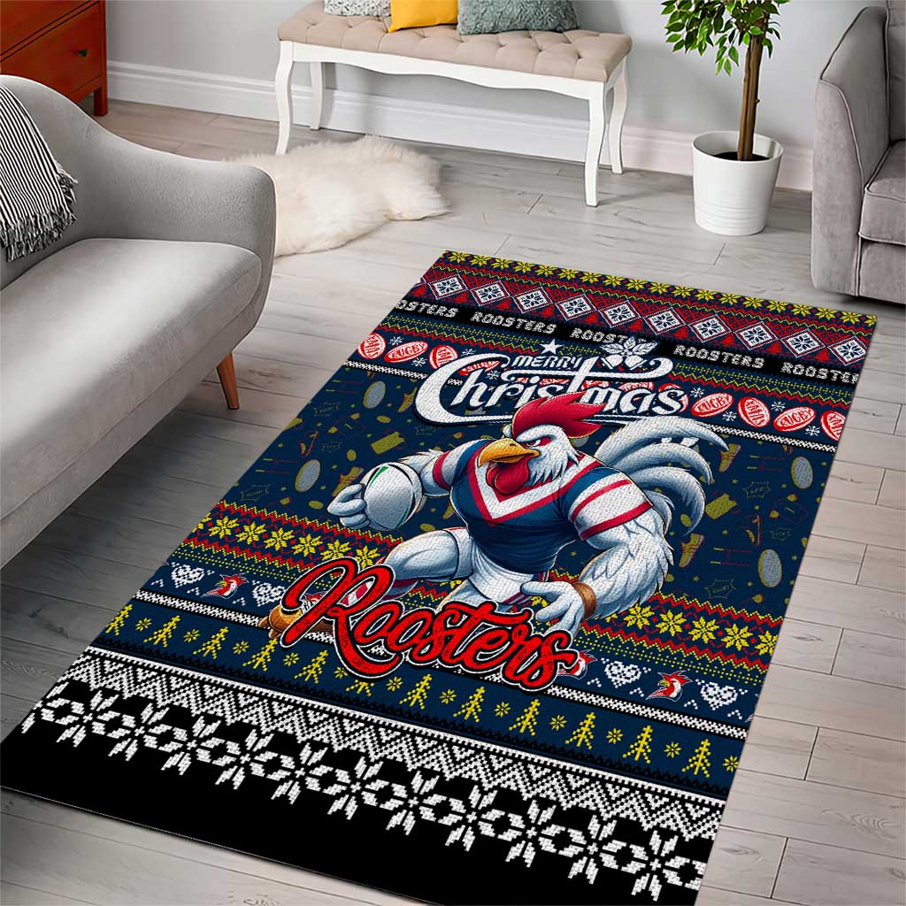 Roosters Rugby Xmas Area Rug Australia NRL Mascot