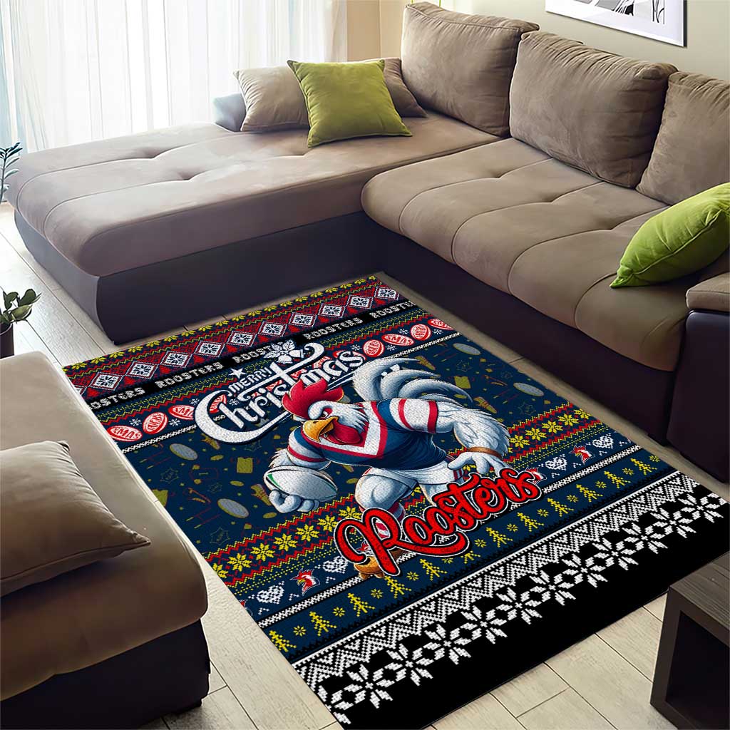 Roosters Rugby Xmas Area Rug Australia NRL Mascot