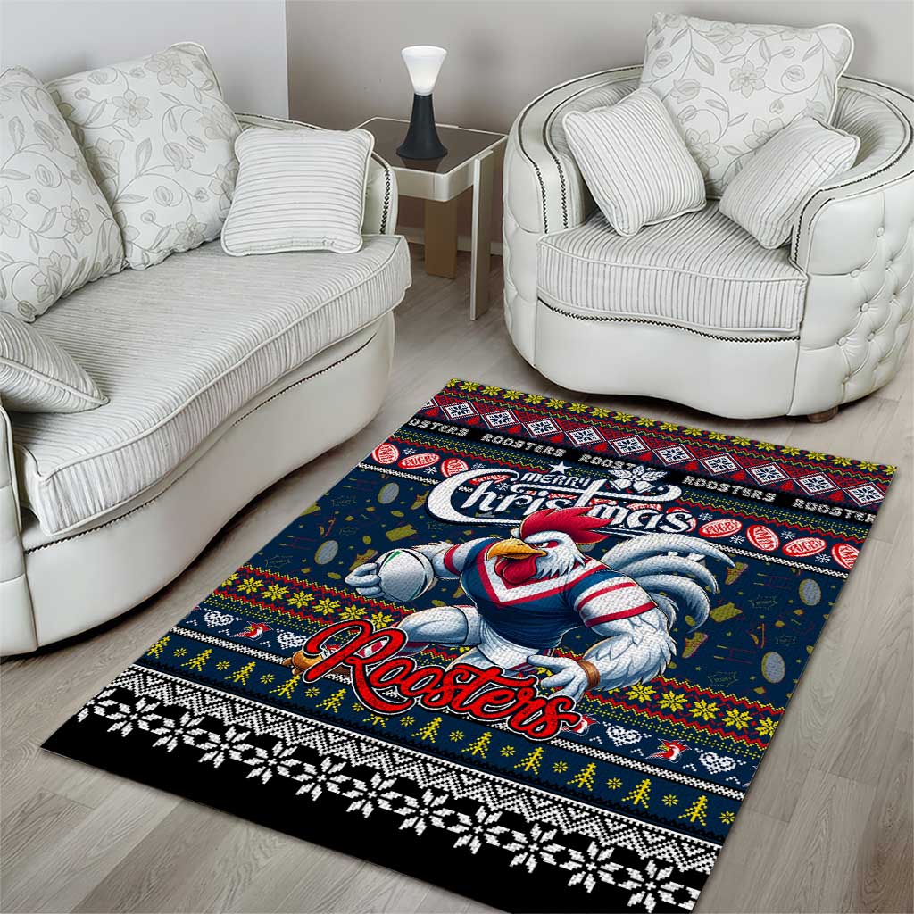 Roosters Rugby Xmas Area Rug Australia NRL Mascot