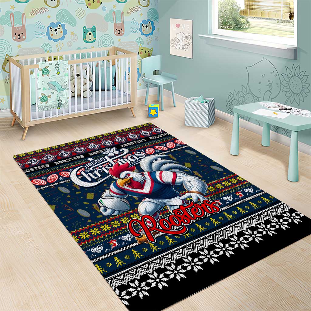 Roosters Rugby Xmas Area Rug Australia NRL Mascot