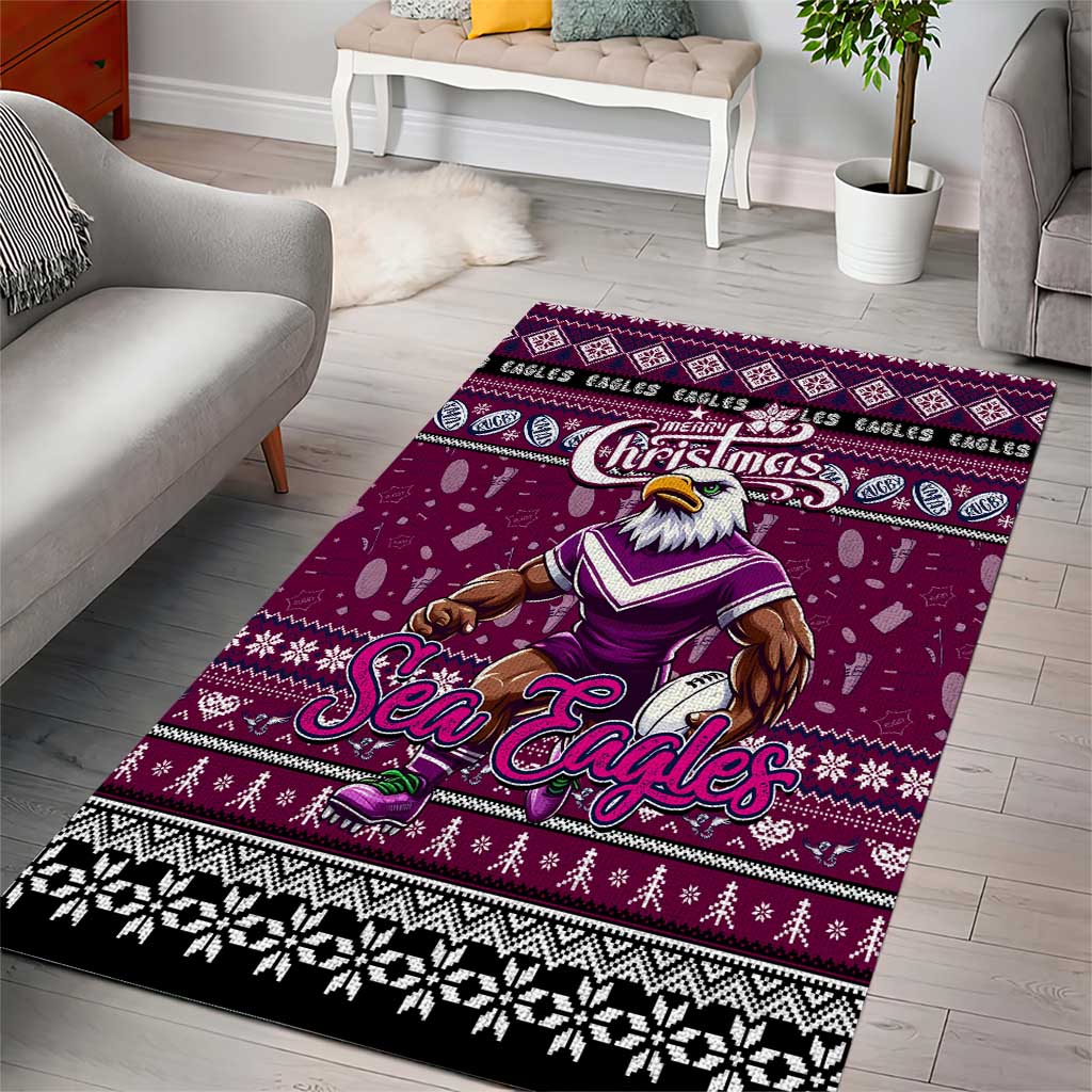 Sea Eagles Rugby Xmas Area Rug Australia NRL Mascot