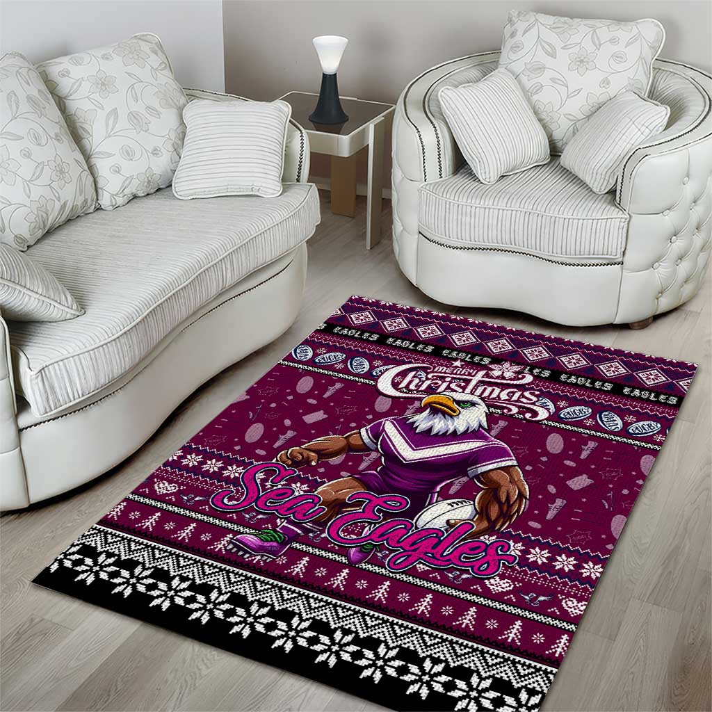 Sea Eagles Rugby Xmas Area Rug Australia NRL Mascot