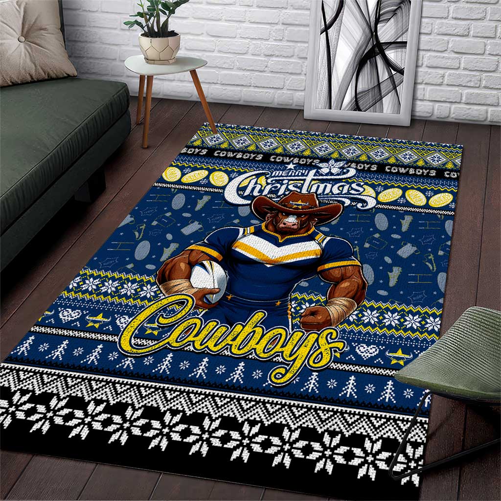 Cowboys Rugby Xmas Area Rug Australia NRL Mascot