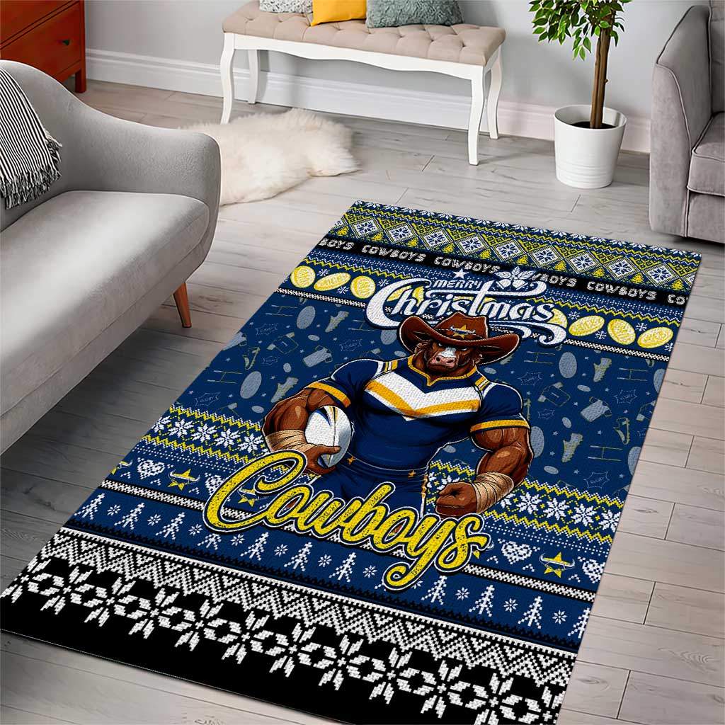 Cowboys Rugby Xmas Area Rug Australia NRL Mascot