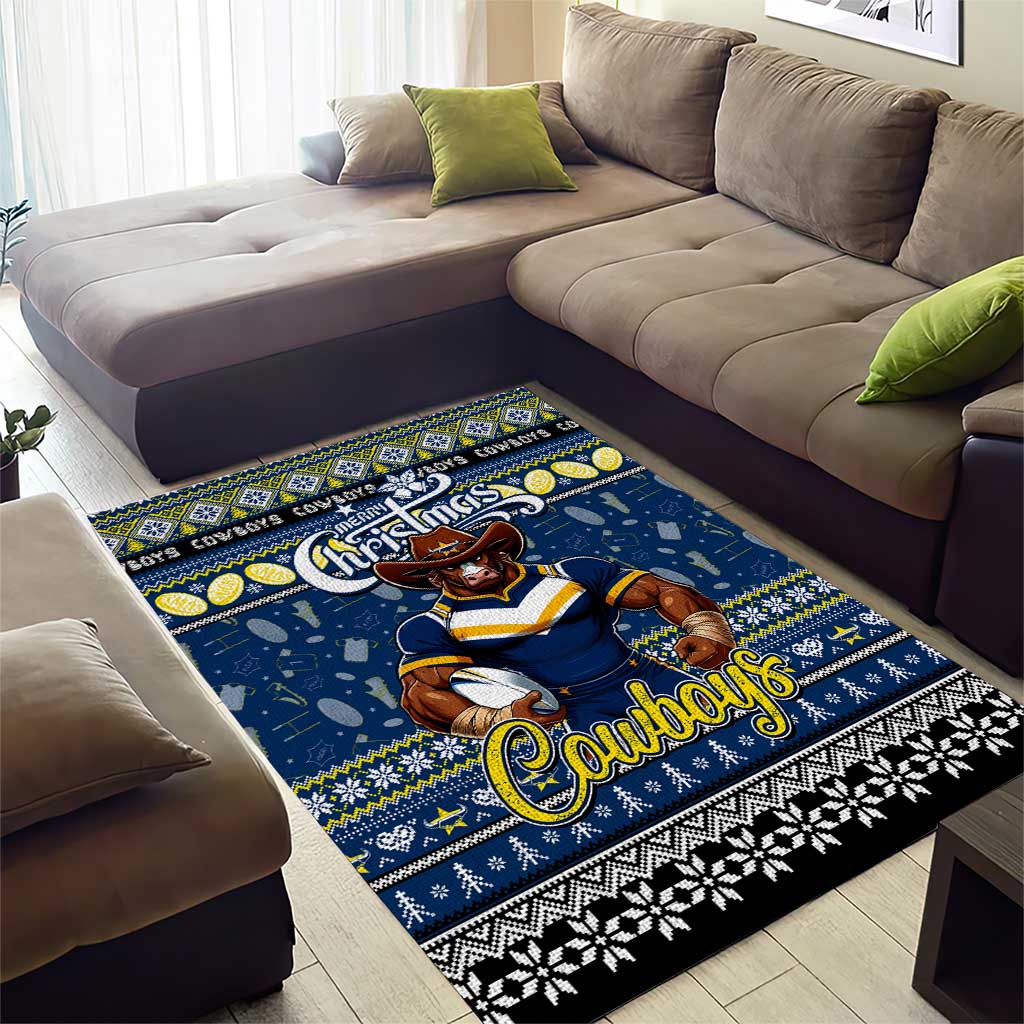 Cowboys Rugby Xmas Area Rug Australia NRL Mascot