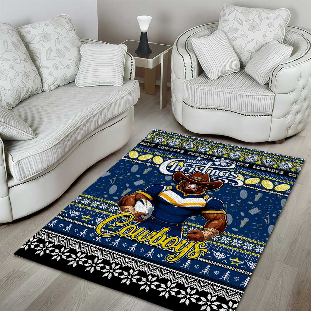 Cowboys Rugby Xmas Area Rug Australia NRL Mascot