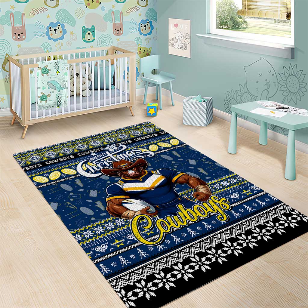 Cowboys Rugby Xmas Area Rug Australia NRL Mascot