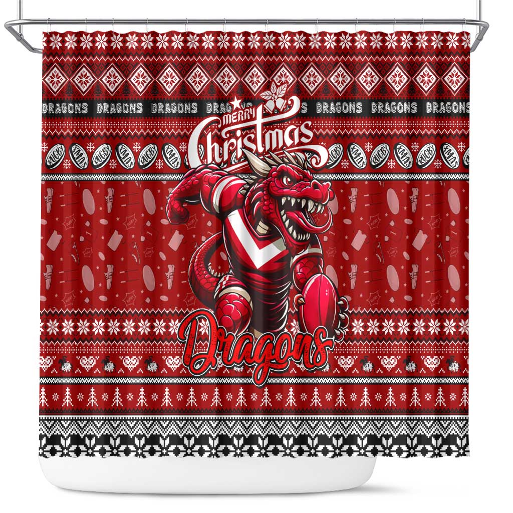 Dragons Rugby Xmas Shower Curtain Australia NRL Mascot