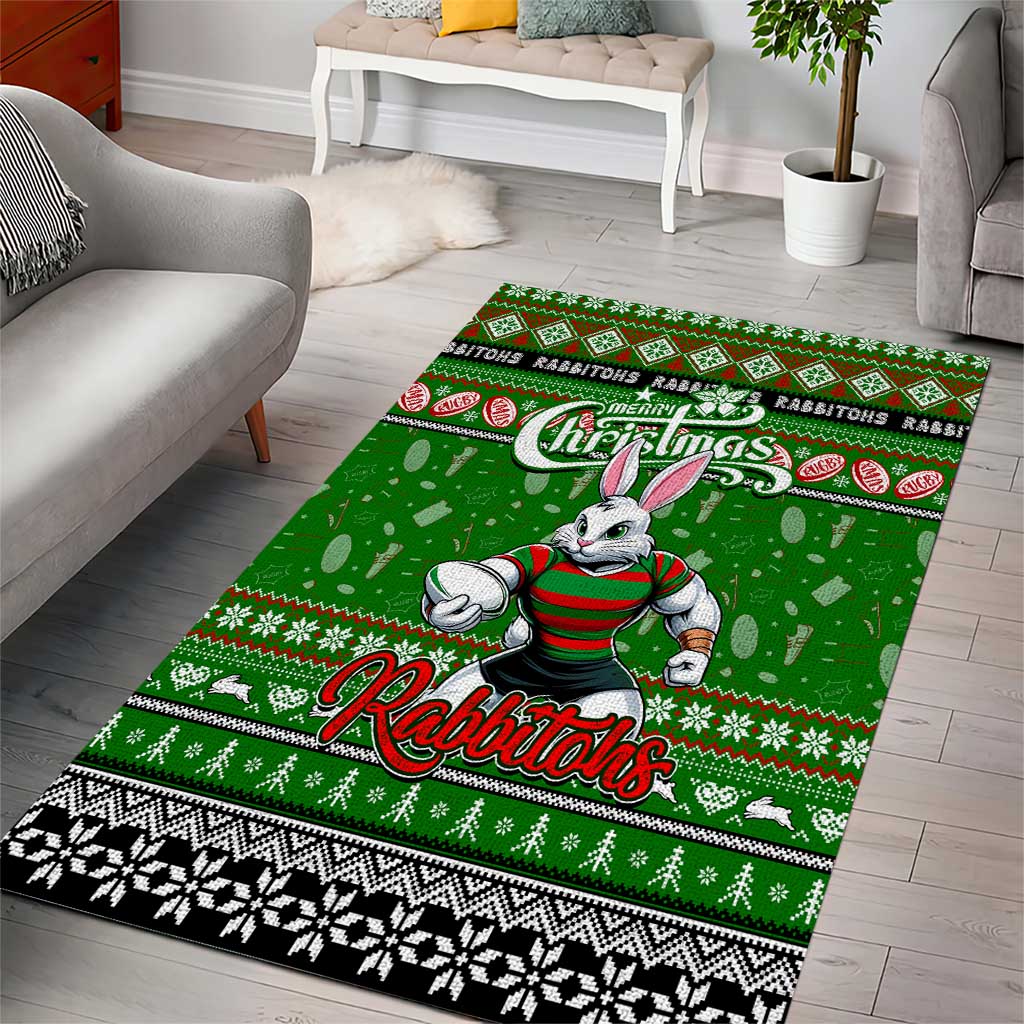 Rabbitohs Rugby Xmas Area Rug Australia NRL Mascot