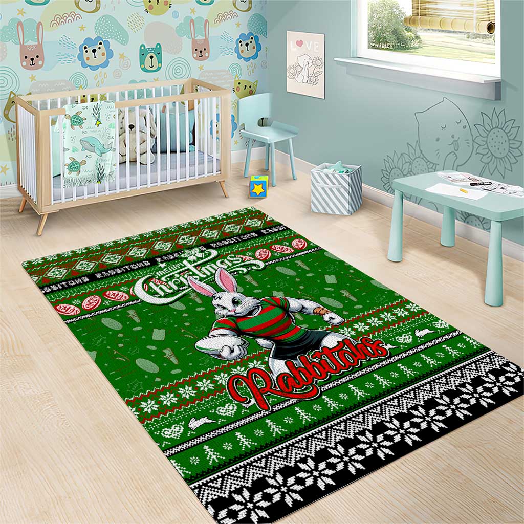 Rabbitohs Rugby Xmas Area Rug Australia NRL Mascot