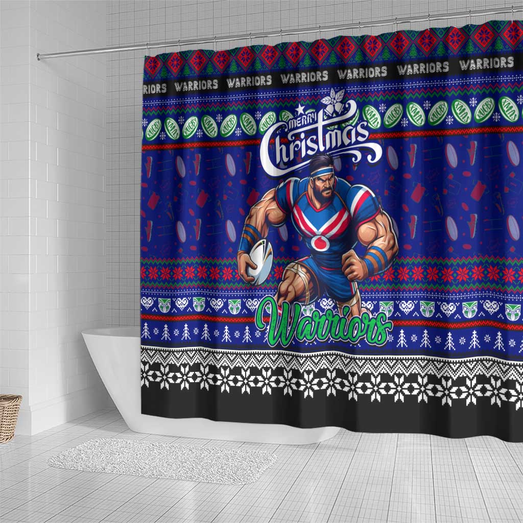 New Zealand Warriors Rugby Xmas Shower Curtain Australia NRL Mascot