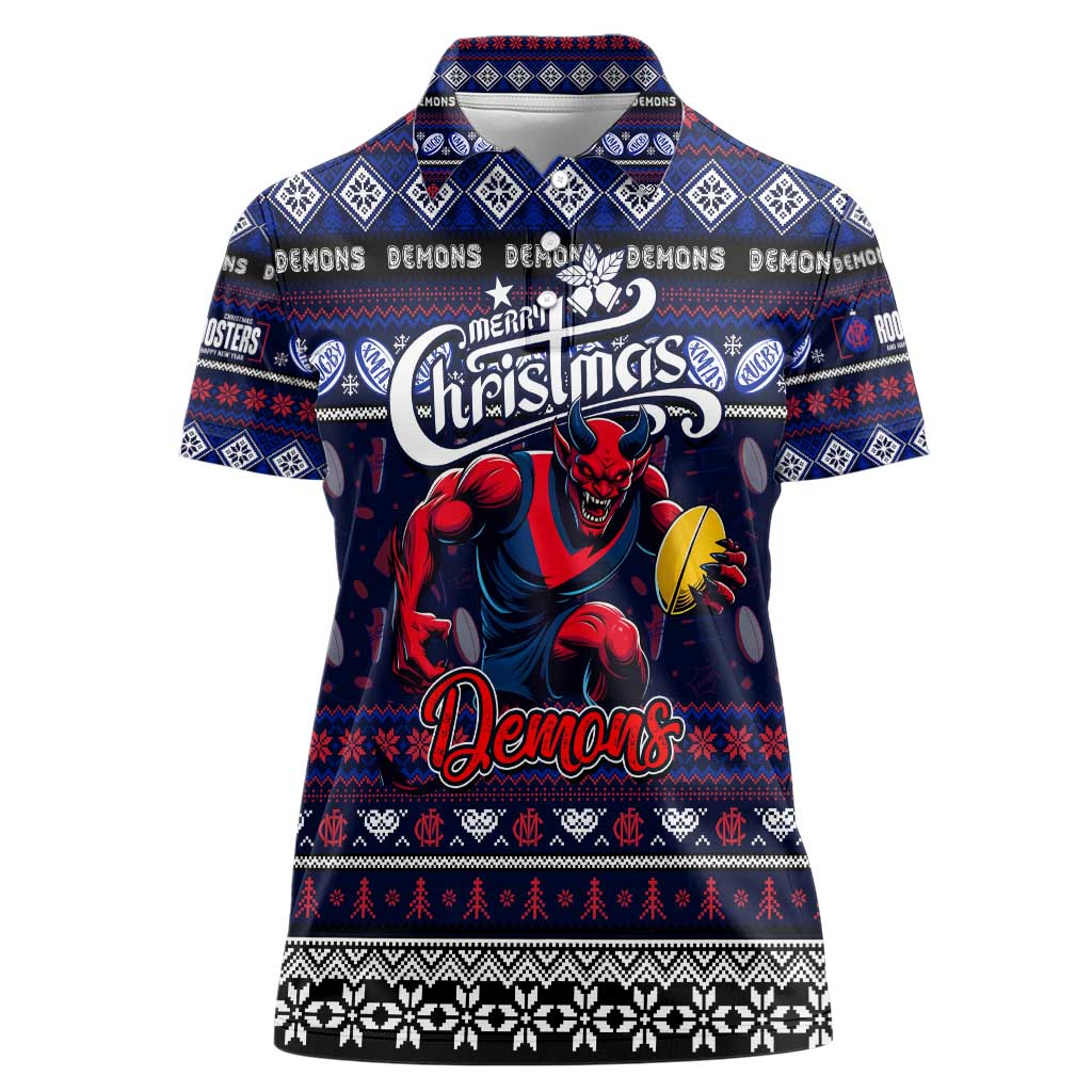 Personalized Demons Rugby Xmas Women Polo Shirt Australia AFL Mascot