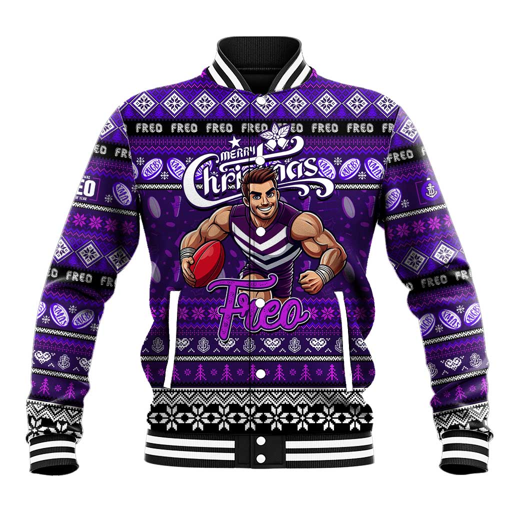 Personalized Freo Rugby Xmas Baseball Jacket Australia AFL Mascot