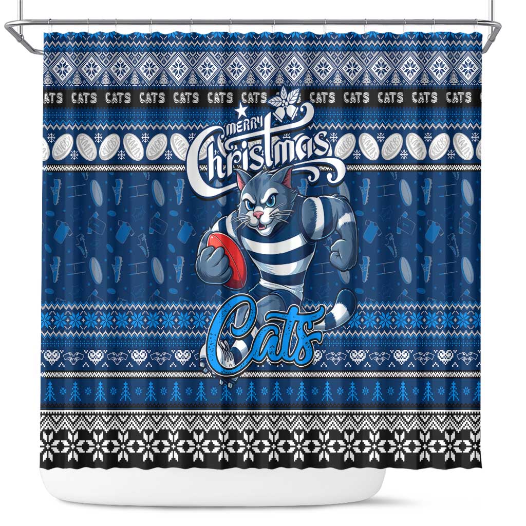 Cats Football Xmas Shower Curtain Australia AFL Mascot