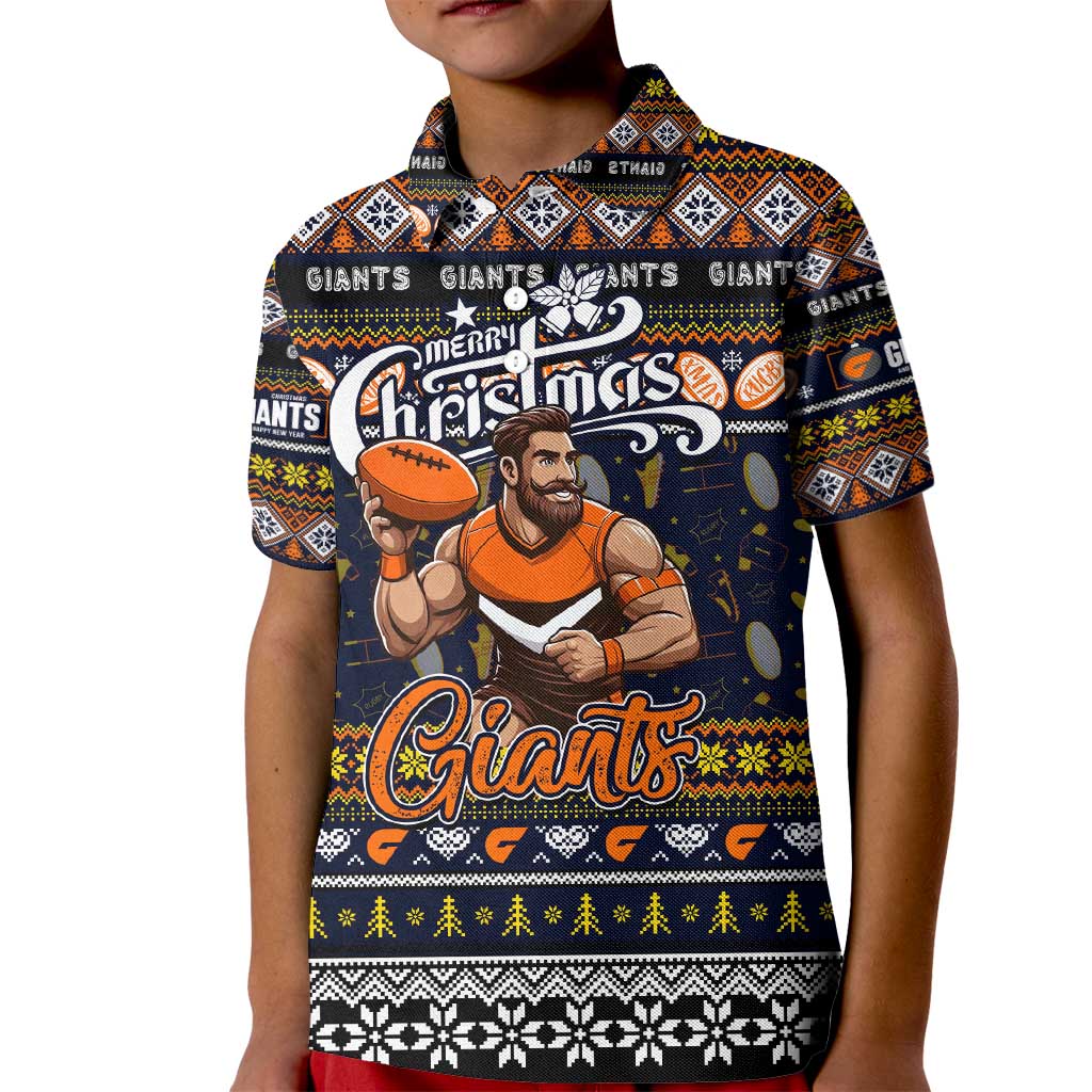 Personalized Giants Rugby Xmas Kid Polo Shirt Australia AFL Mascot