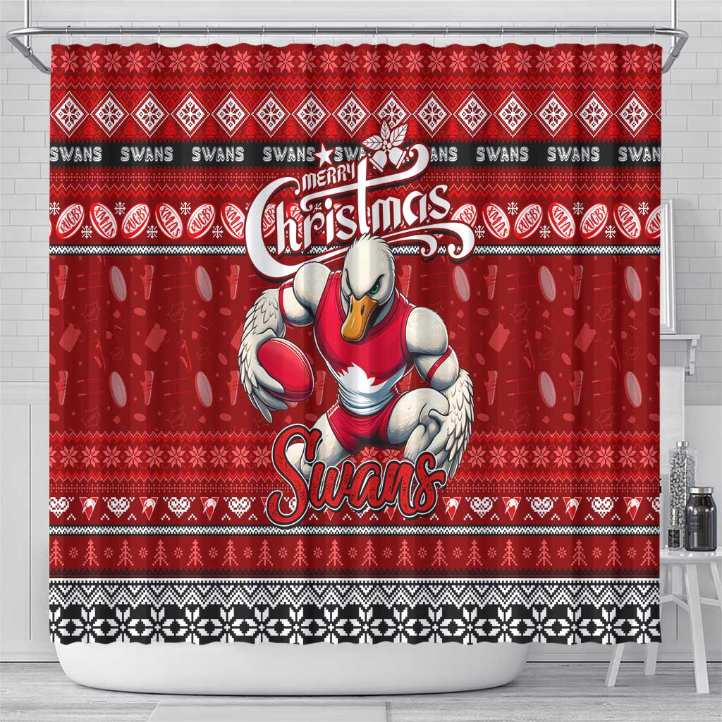 Swans Football Xmas Shower Curtain Australia AFL Mascot