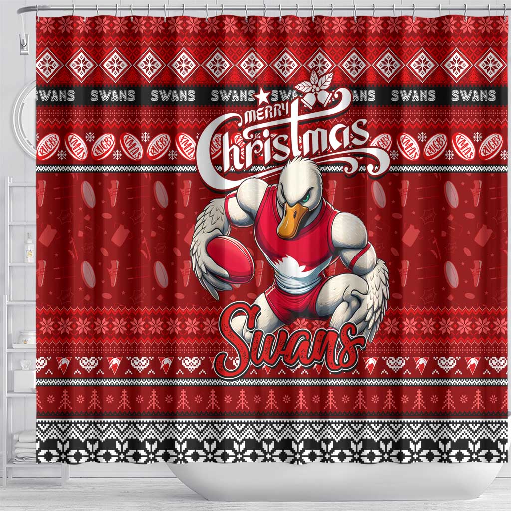 Swans Football Xmas Shower Curtain Australia AFL Mascot