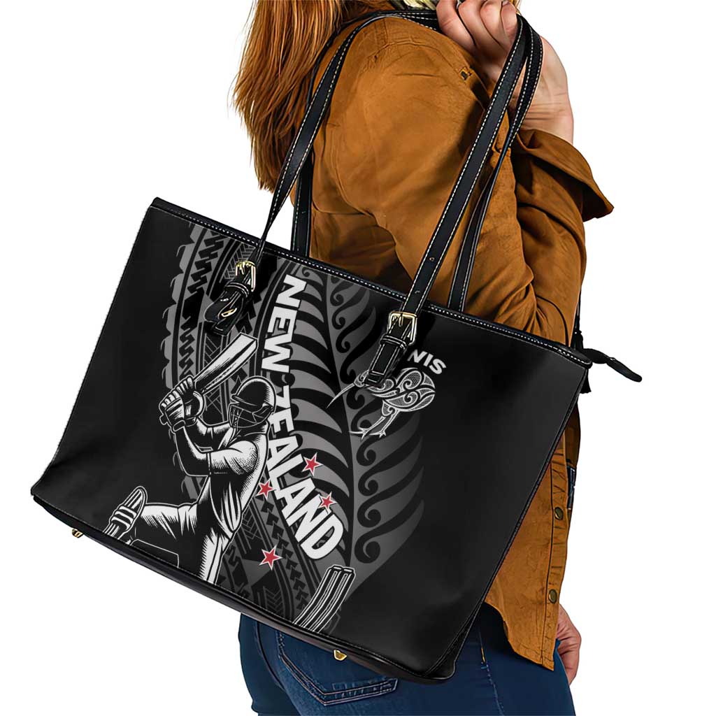 New Zealand Cricket Leather Tote Bag Maori Kiwi Black Fern