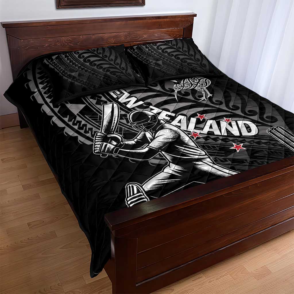 New Zealand Cricket Quilt Bed Set Maori Kiwi Black Fern