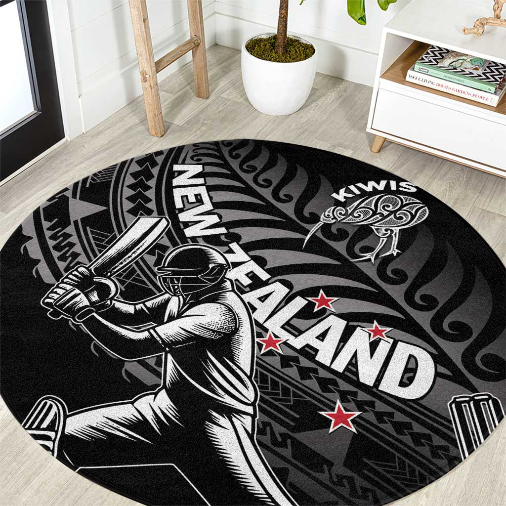 New Zealand Cricket Round Carpet Maori Kiwi Black Fern