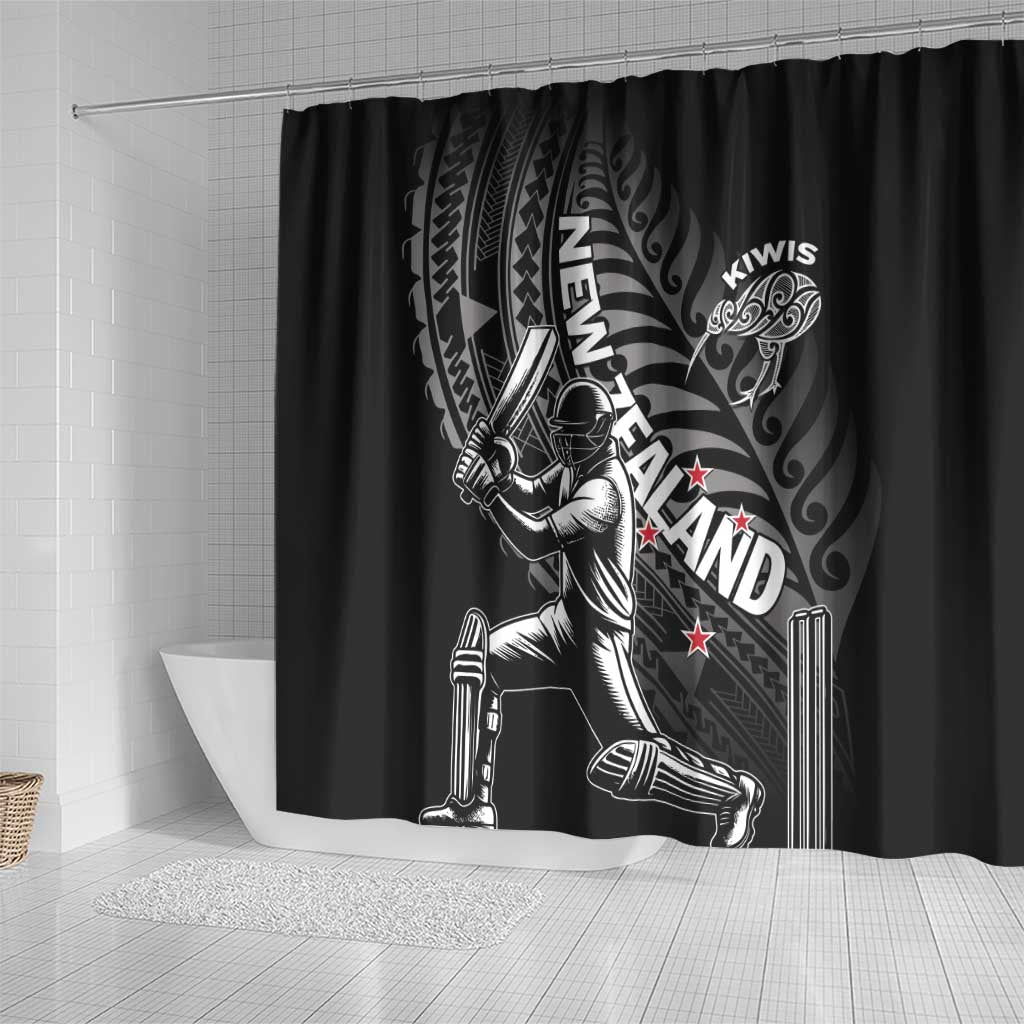 New Zealand Cricket Shower Curtain Maori Kiwi Black Fern