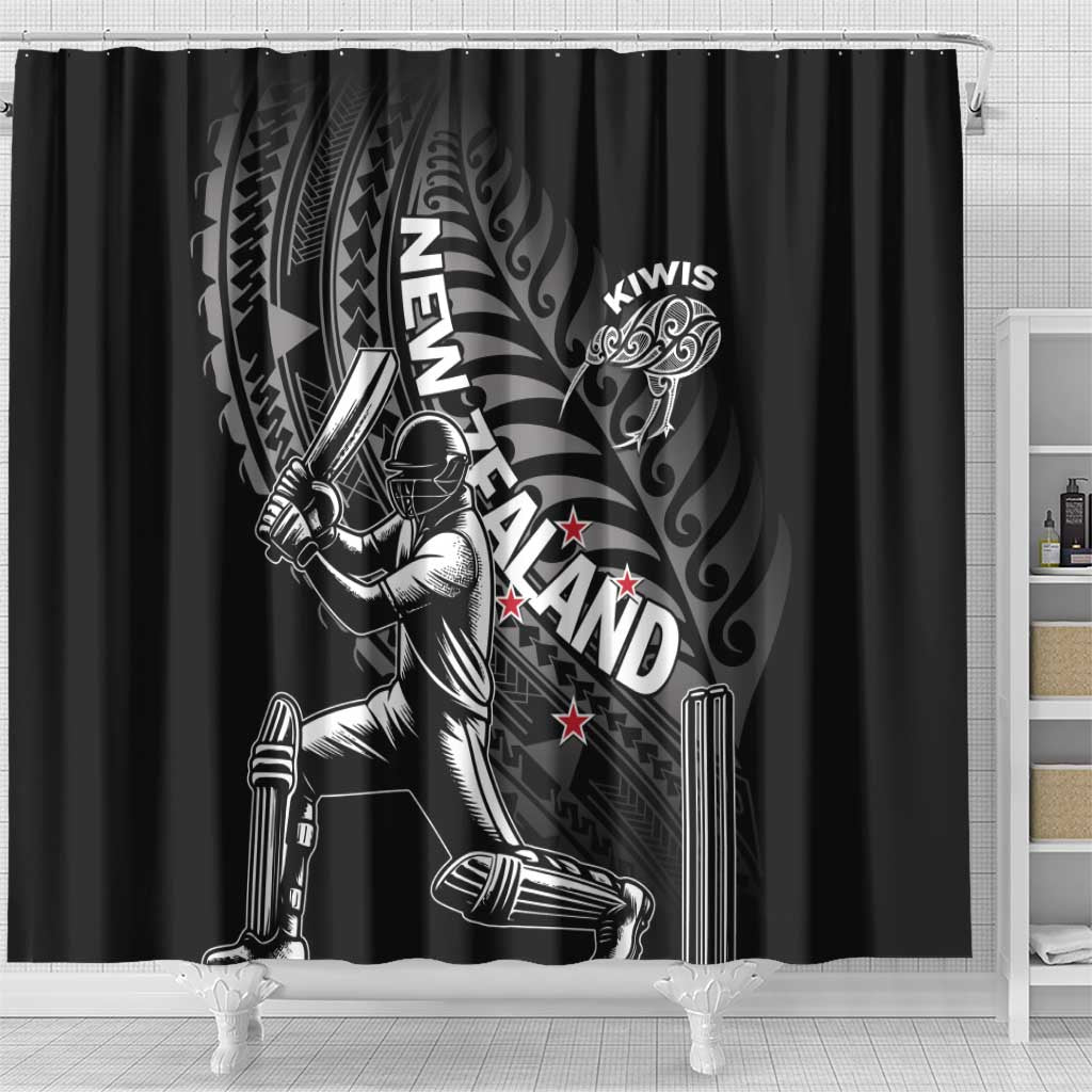 New Zealand Cricket Shower Curtain Maori Kiwi Black Fern