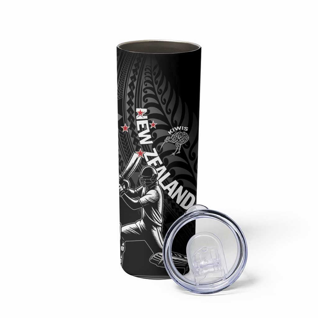 Custom New Zealand Cricket Skinny Tumbler Maori Kiwi Black Fern