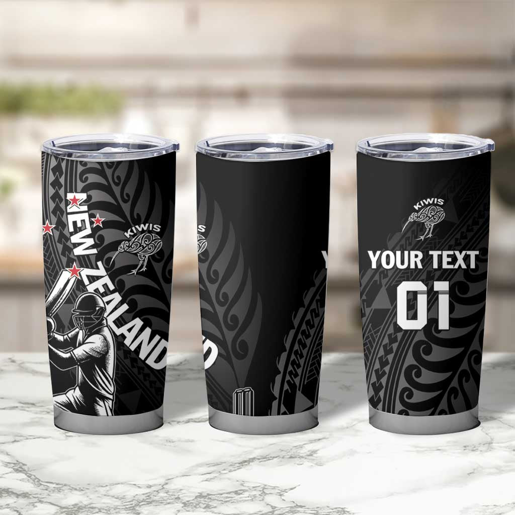 Custom New Zealand Cricket Tumbler Cup Maori Kiwi Black Fern