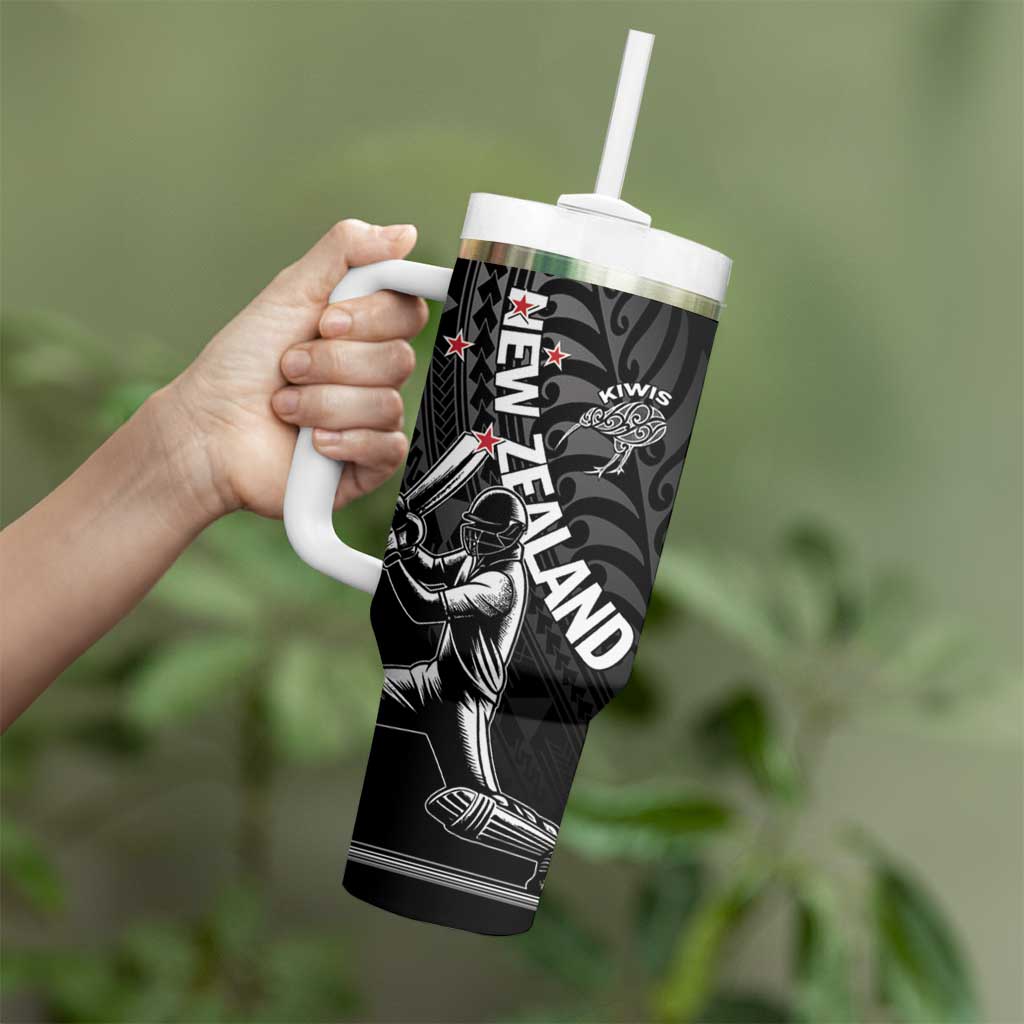 Custom New Zealand Cricket Tumbler With Handle Maori Kiwi Black Fern