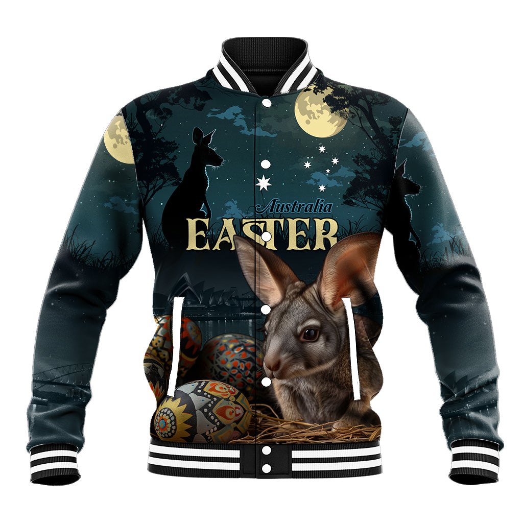 Australia Easter 2024 Baseball Jacket Bunny With Aboriginal Eggs At Starry Night