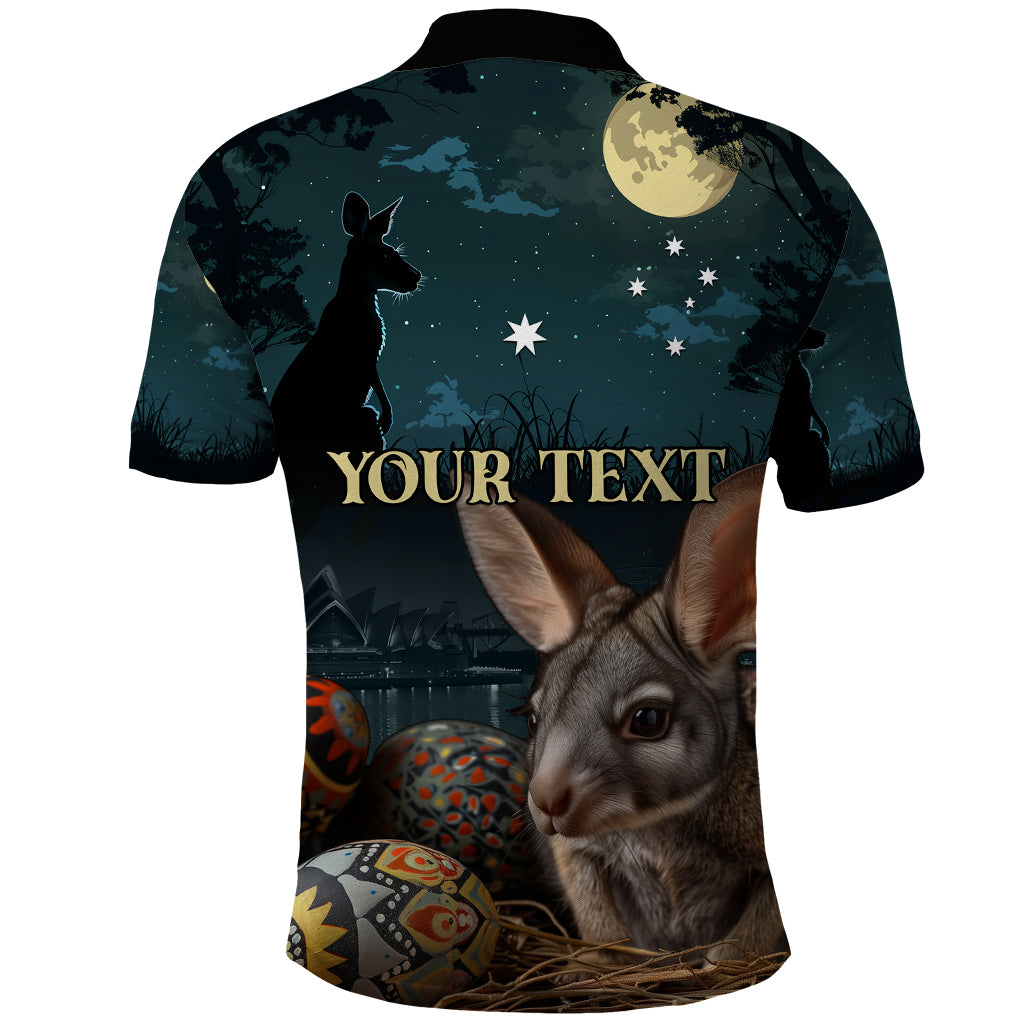 Australia Easter 2024 Polo Shirt Bunny With Aboriginal Eggs At Starry Night