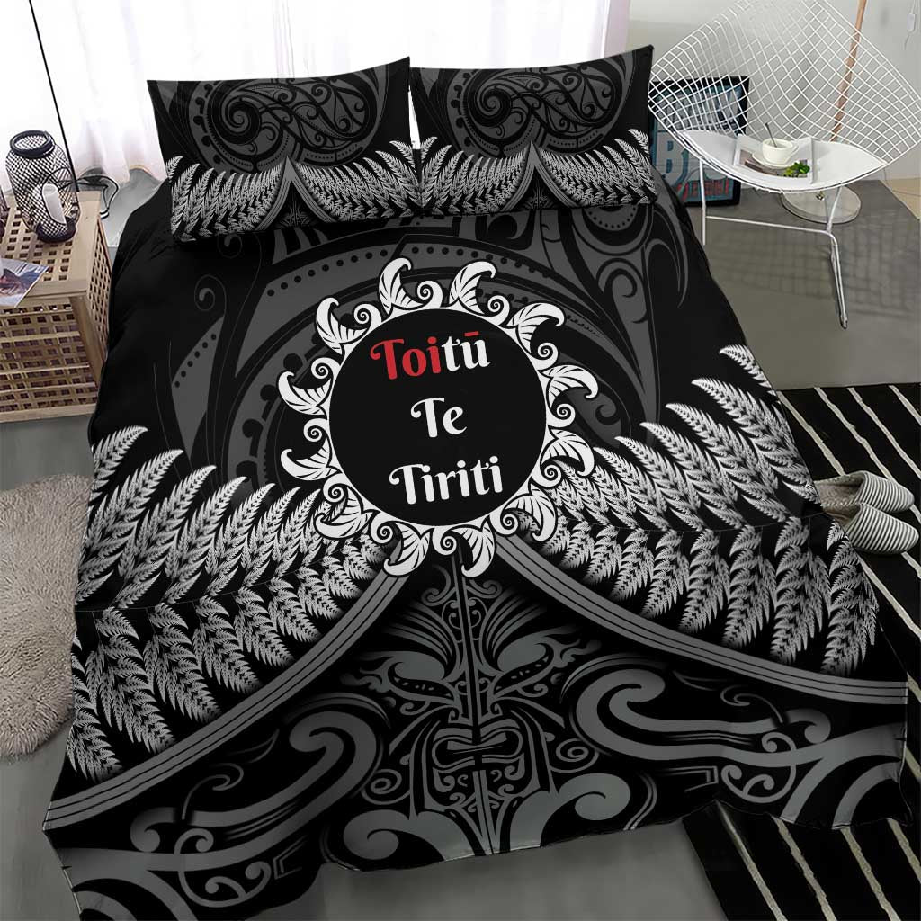 Toitu Te Tiriti Aotearoa Silver Fern Bedding Set New Zealand Maori Pattern