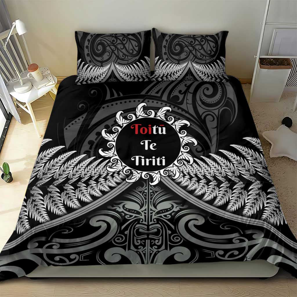 Toitu Te Tiriti Aotearoa Silver Fern Bedding Set New Zealand Maori Pattern